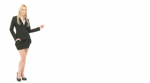 Blonde Business Woman Pointing