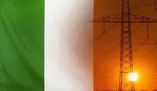 Energy Concept Republic of Ireland Flag with sunset power pole