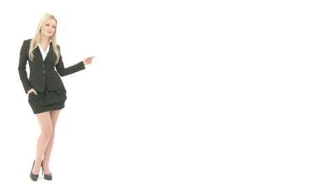 Blonde Business Woman Pointing
