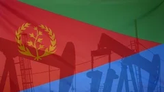 Eritrea Flag Slow Motion Oil Production Concept