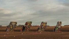 Time Lapse Close Up Pan Shot Cadillac Ranch Texas