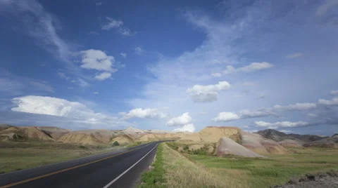 4K Time Lapse Badlands Colorful Yellow Mounds