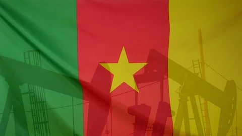 Cameroon Flag Slow Motion Oil Production Concept
