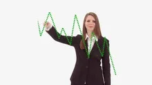 Green sales statistic prensented by business woman