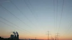 Power Plant With Power Lines During Sunset