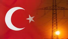 Energy Concept Turkey Flag with sunset power pole