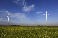 Wind Turbines With Blue Sky