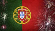 Portugal Flag Firework Grunge Concept real fabric