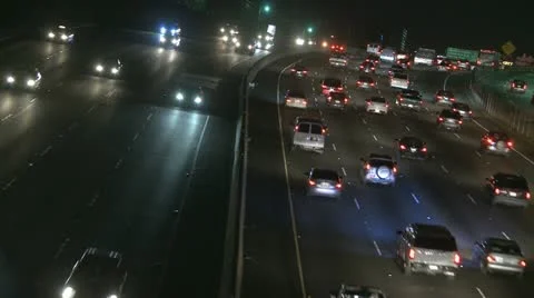 Highway Traffic At Night