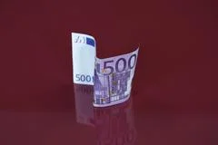 500 Euro Bill Reflects In Glass