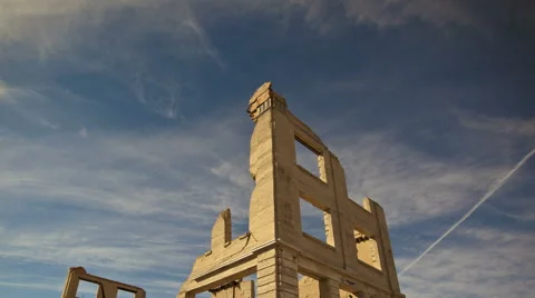 4K Time Lapse Zoom Out Abandoned Building Ghost Town