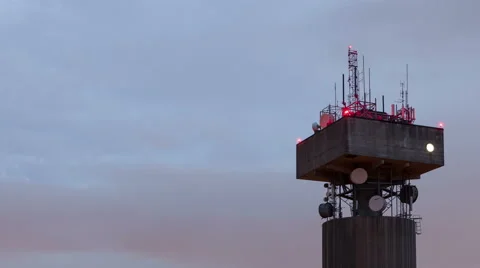 4K Time Lapse Zoom Out Of A Telecommunications Tower