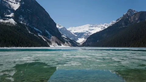 4K Time Lapse Broken Ice On Lake Louise