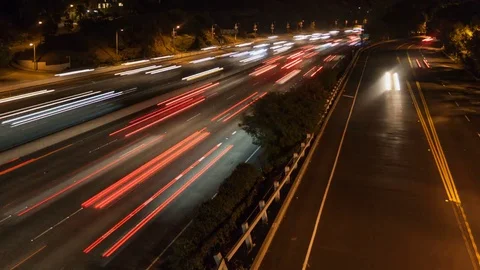 4K Time Lapse Speed Traffic Light Trails Wide Angle
