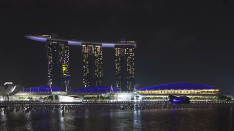 4K Time Lapse Zoom Out Marina Bay Sands Resort At Night