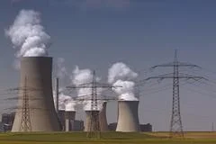 Brown Coal Power Plant With Huge Cooling Towers