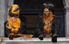 Couple On Balcony Venice Carnival