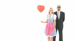 Woman With Red Ballon And Bodyguard