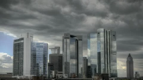 Dark Clouds Over Frankfurt Skyline