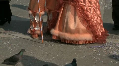 Disguised Couple In Venice On Carnival