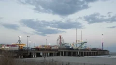 4K Time Lapse Medium Close Up Atlantic City Amusement Park At Steel Pier