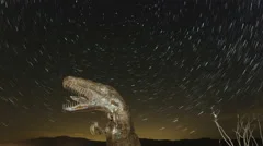 4K Time Lapse Close Up Of Dinosaur With Startrails