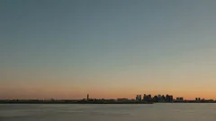 Time Lapse Boston Airport Skyline Sunset Wide