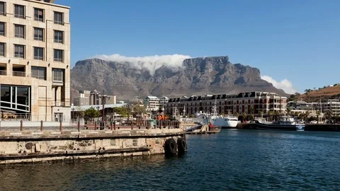 4K Time Lapse Clouds Over Table Mountain Wide Angle