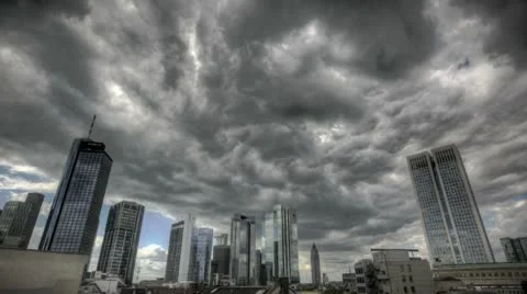 Dark Clouds Over Frankfurt Skyline