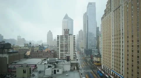 Timelapse Traffic On A Rainy Day On 8Th Ave