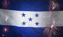 Honduras Flag Firework Grunge Concept real fabric