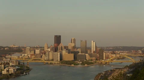 4K Time Lapse Sunny Pittsburgh Skyline