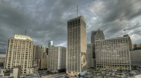 Detroit Downtown Sunset