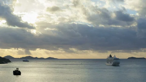 Time Lapse Cruise Ship In Tortola