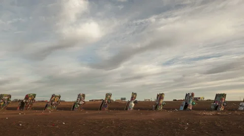 4K Time Lapse Zoom Out Cadillac Ranch Texas
