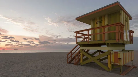 4K Time Lapse Miami Beach Rescue Hut
