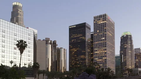 4K Time Lapse Zoom Out Los Angeles Downtown