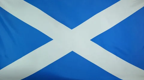 Scotland Flag Real Fabric Close Up 4K