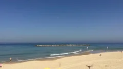 Israel Flag Slow Motion Tel Aviv Beach
