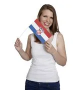 Woman Shows Flag Of Croatia