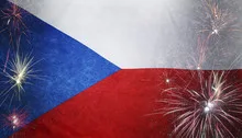 Czech Republic Flag Firework Grunge Concept real fabric