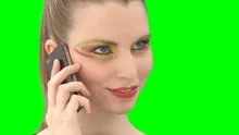 Woman with greenscreen and alpha matte