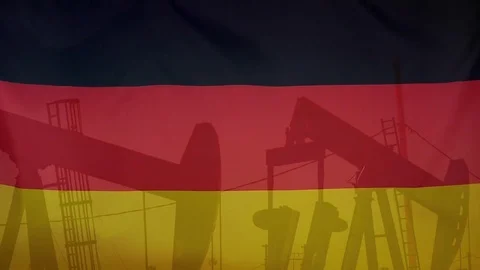 Germany Flag Slow Motion Oil Production Concept