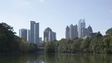 Time lapse zoom out Atlanta skyline