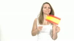 Woman Dances With Spanish Flag