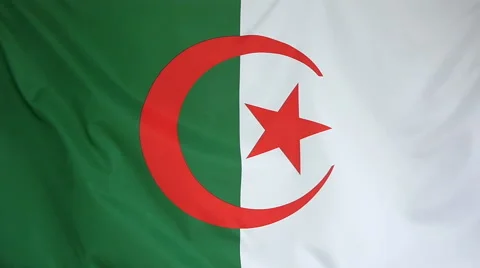 Slowmotion Real Textile Flag Of Algeria