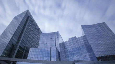 4K Time Lapse Glass Skyscrapers Close Up
