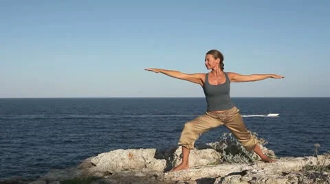 Yoga Asana Outdoor On Rocks