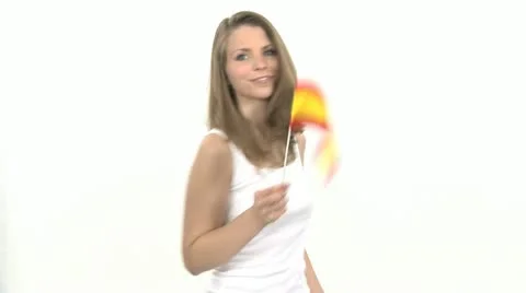 Woman Dances With Spanish Flag
