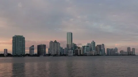 4K Time Lapse Miami Skyline Medium Close Up